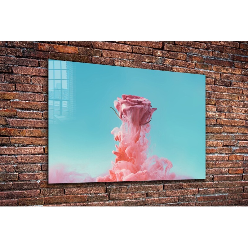Abstract Pink Rose Print Tempered Glass Wall Art 100% Made in Australia Ready to Hang