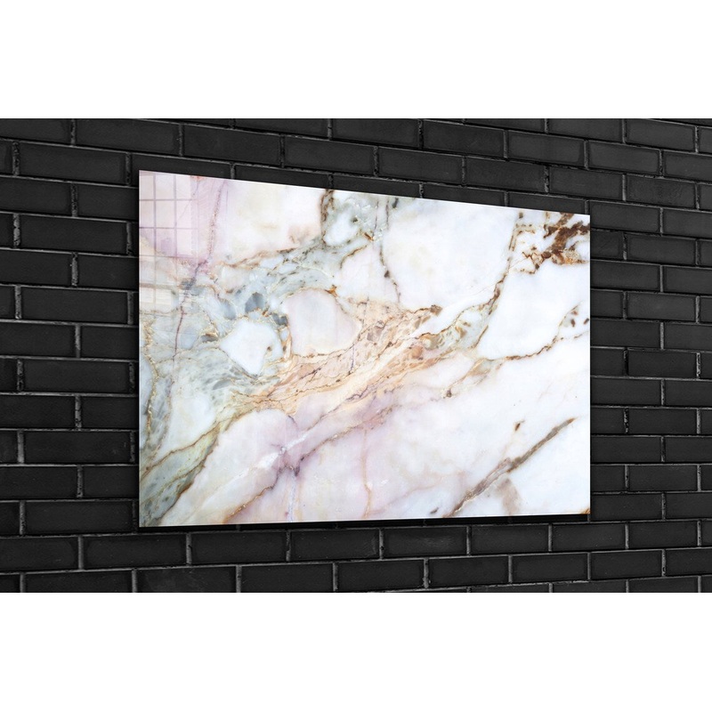 Beige Abstract Marble Print Tempered Glass Wall Art 100% Made in Australia Ready to Hang