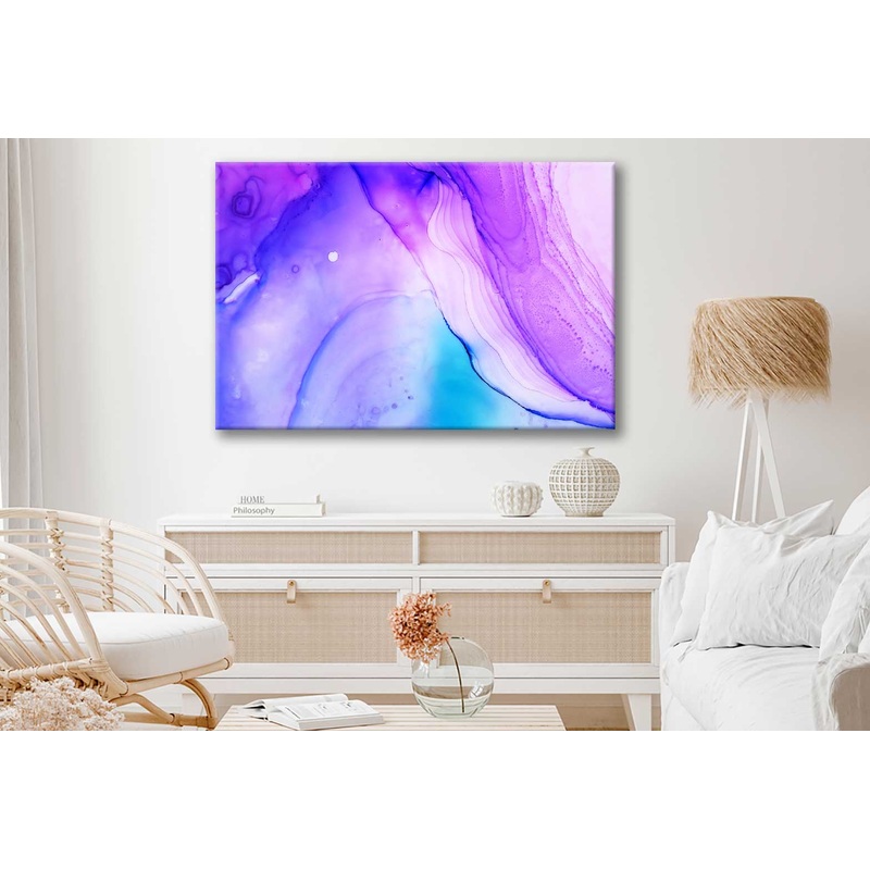 Bella Home Blue Purple Ink Abstract Design Art Print Canvas Ready to hang