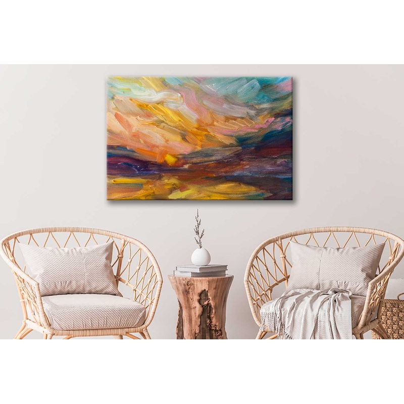 Bella Home Colorful Watercolor Painting Art Print Canvas Ready to hang
