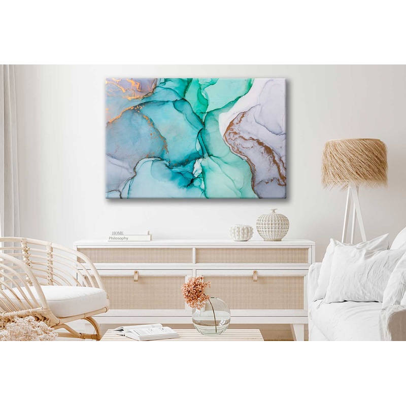 Bella Home Golden Color Abstract Print Canvas Ready to hang