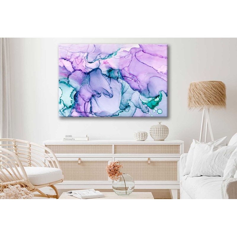 Bella Home Green Purple Abstract Alcohol Ink Print Canvas Ready to hang