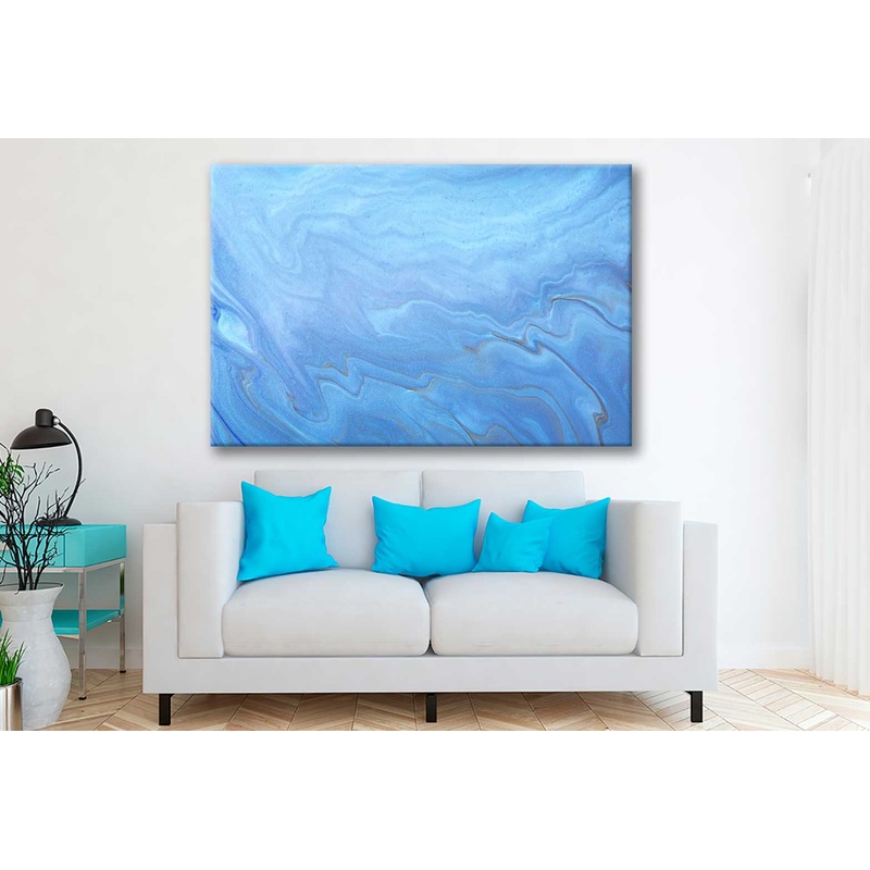 Bella Home Light Blue Fluid Abstract Design Print Canvas Ready to hang