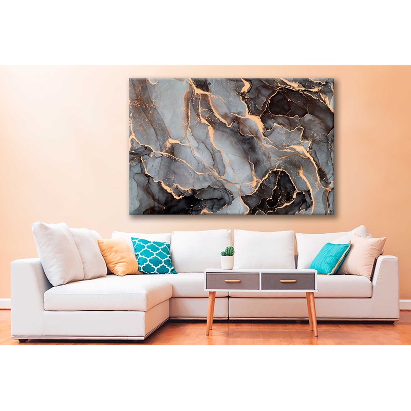 Bella Home Marble Gold & Gray Abstract Print Canvas Ready to hang