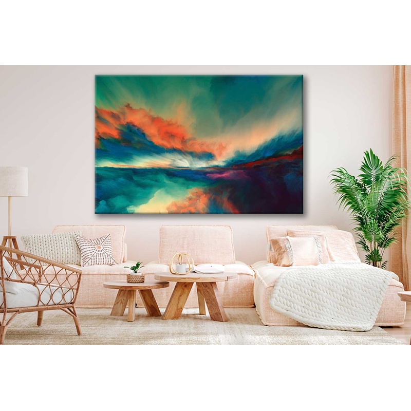 Bella Home Misty Sunset Abstract Painting   Print Canvas Ready to hang
