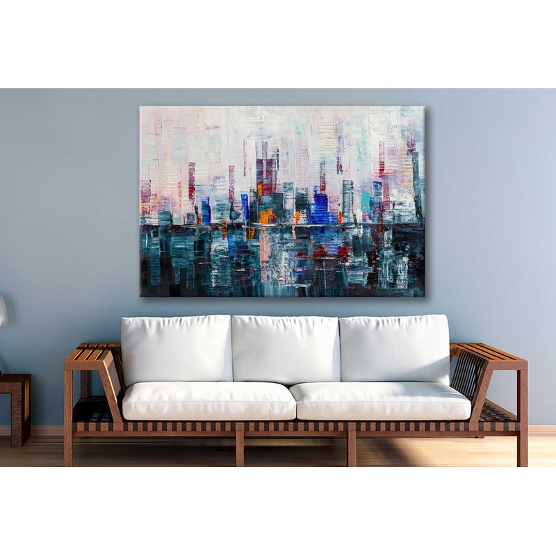 Bella Home Modern Abstract City Painting Print Canvas Ready to hang