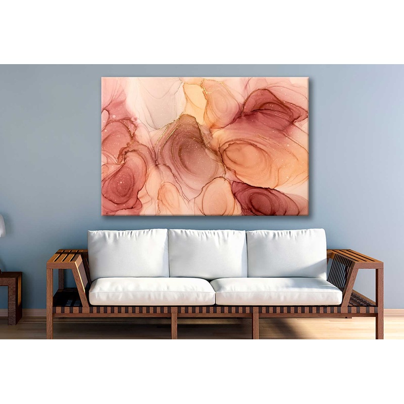 Bella Home Orange Brown Alcohol Ink Abstract Print Canvas Ready to hang