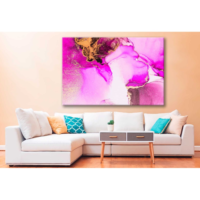 Bella Home Pink & Gold Marble Abstract Art Print Canvas Ready to hang