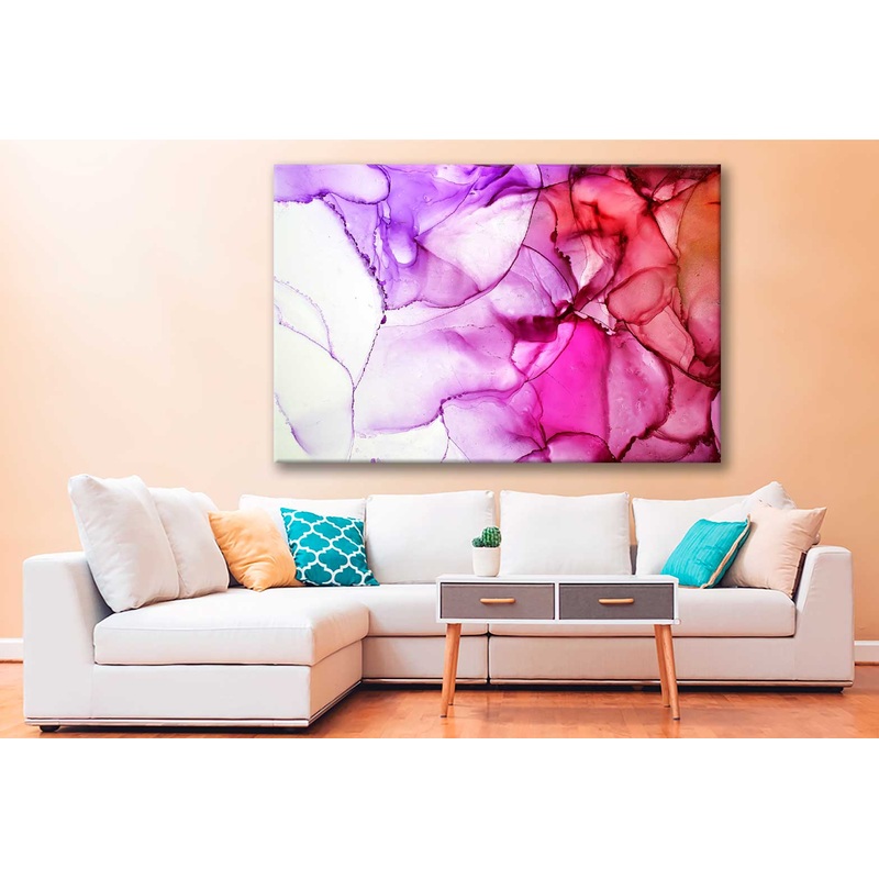 Bella Home Pink Purple & Red Abstract Design Print Canvas Ready to hang