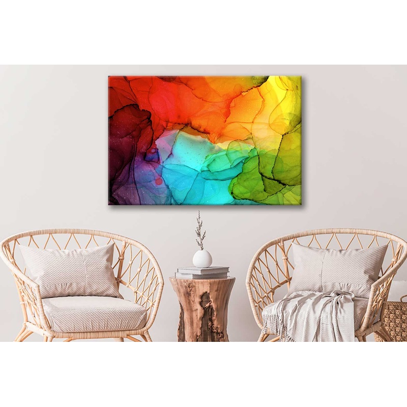 Bella Home Red Green & Blue Abstract Design Print Canvas Ready to hang