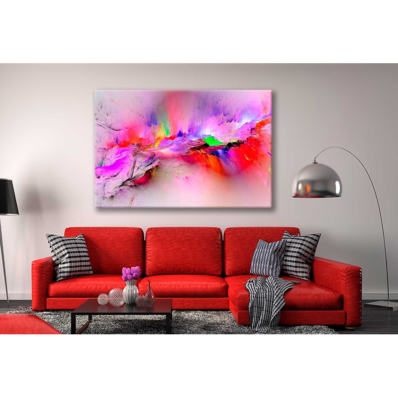 Bella Home Red Paint Color Splash Abstract Print Canvas Ready to hang