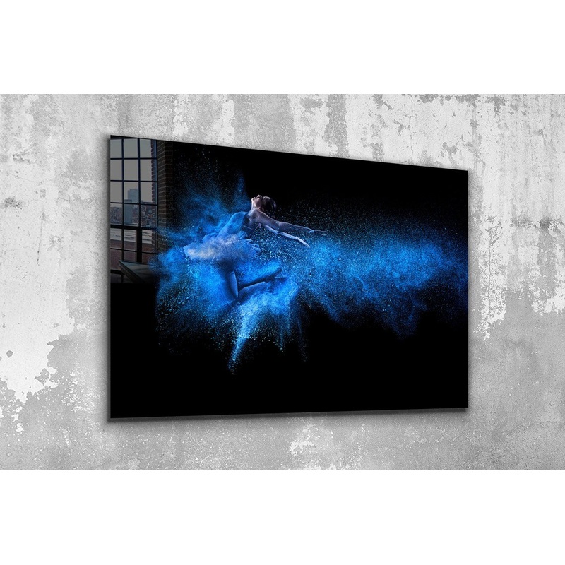 Blue Ballerina Abstract Print Tempered Glass Wall Art 100% Made in Australia Ready to Hang