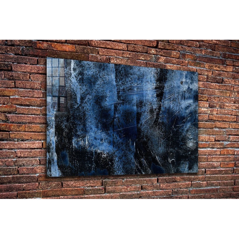 Blue Black Abstract Print Tempered Glass Wall Art 100% Made in Australia Ready to Hang