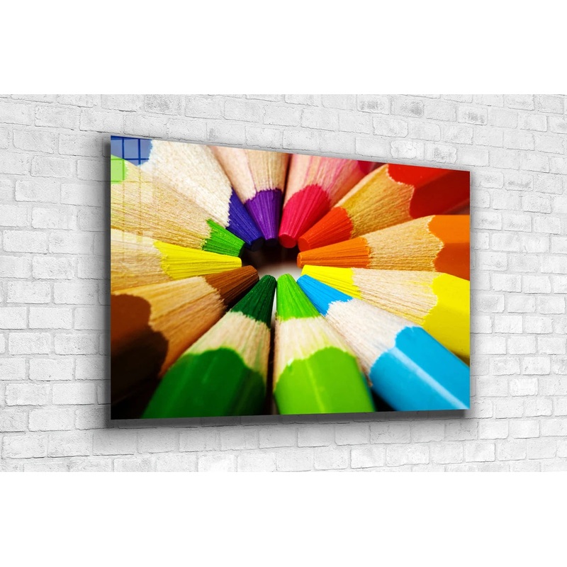 Colored Pencils View Print Tempered Glass Wall Art 100% Made in Australia Ready to Hang