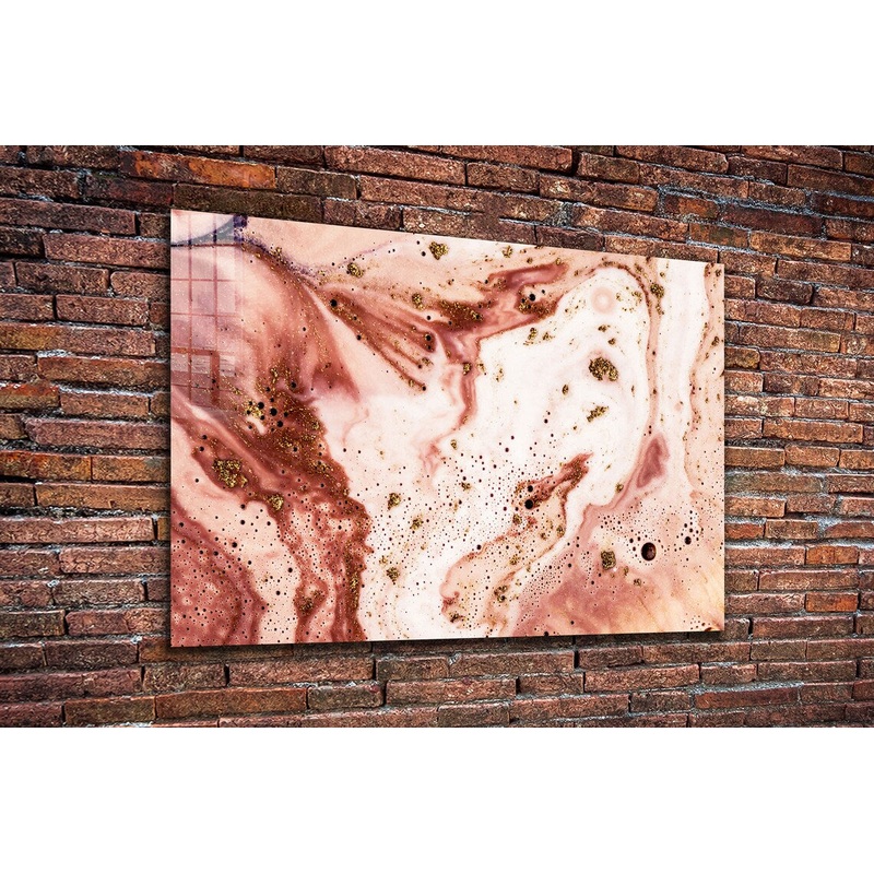 Pink Beige Abstract Print Tempered Glass Wall Art 100% Made in Australia Ready to Hang