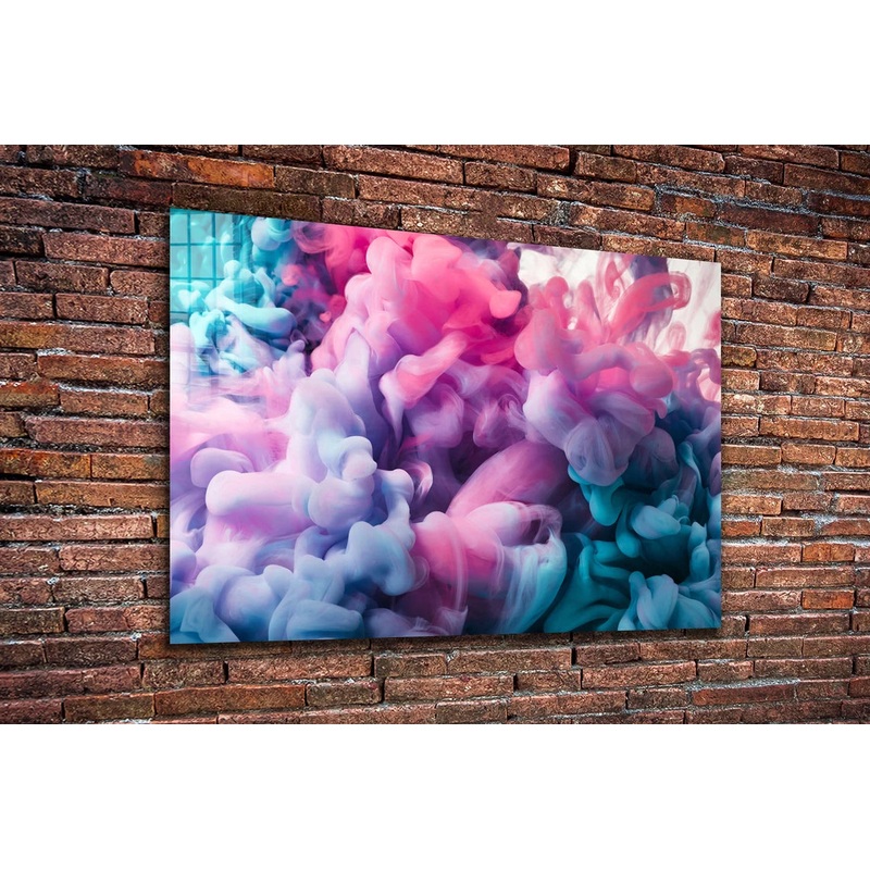Pink Green Abstract Print Tempered Glass Wall Art 100% Made in Australia Ready to Hang