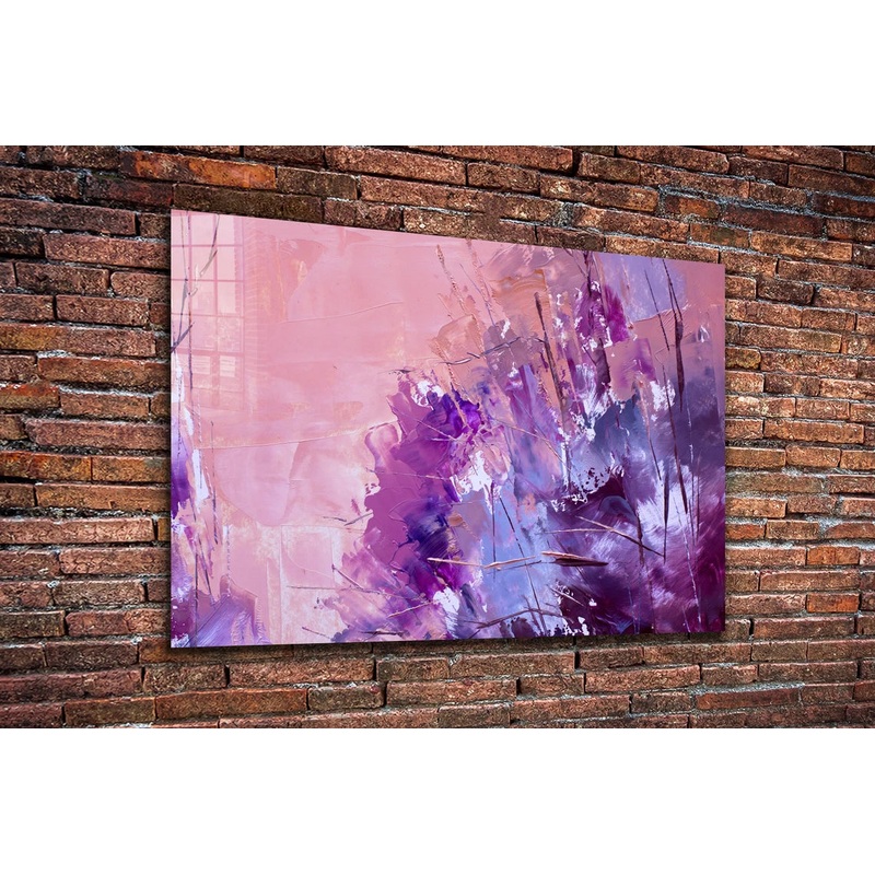 Pink Purple Abstract Print Tempered Glass Wall Art 100% Made in Australia Ready to Hang