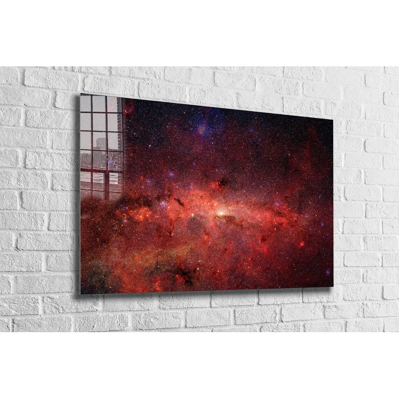 Red Milky Way Space Print Tempered Glass Wall Art 100% Made in Australia Ready to Hang