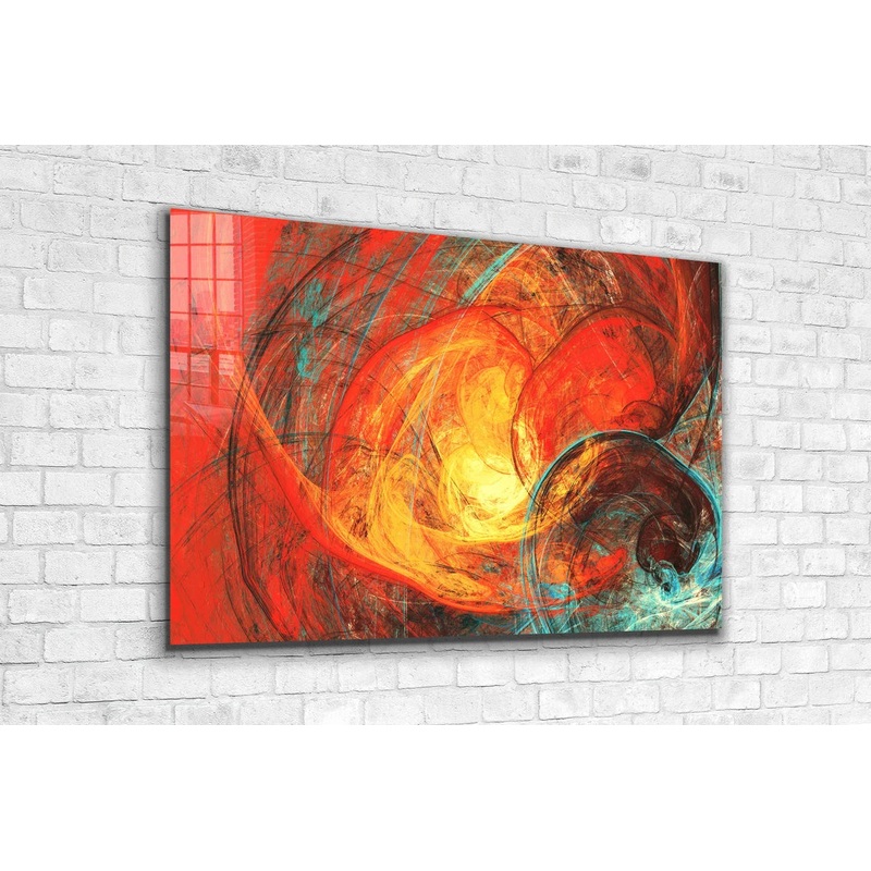 Red Orange Abstract Print Tempered Glass Wall Art 100% Made in Australia Ready to Hang