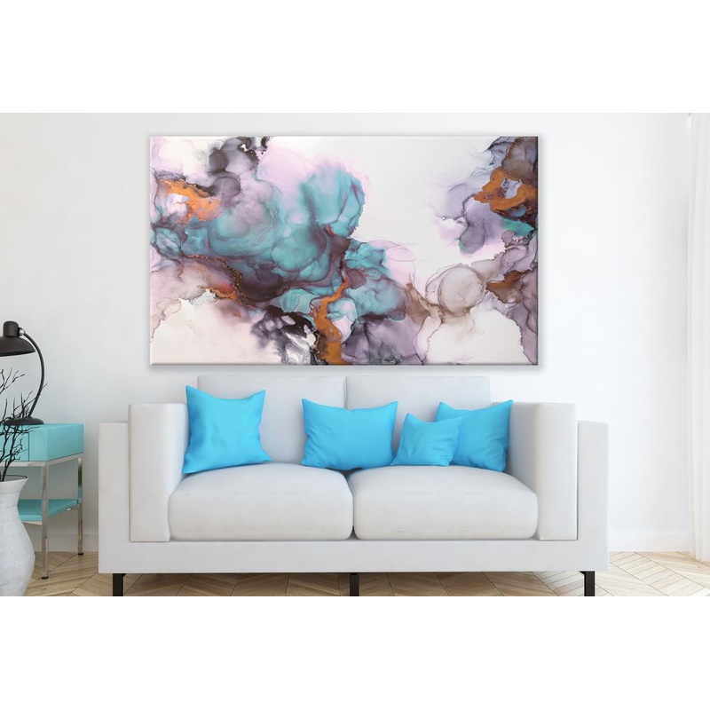 Abstract Blue & Gray Smoke Design Painting Print 100% Australian Made