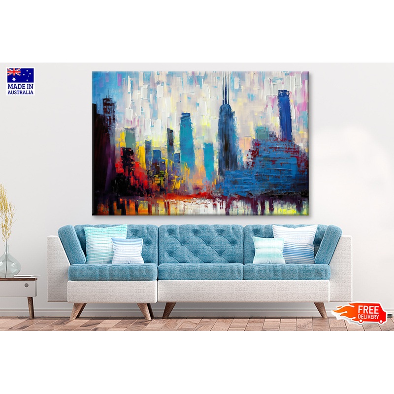 Abstract Brushstrokes Painting of Cityscape Wall Art Limited Edition High Quality Print