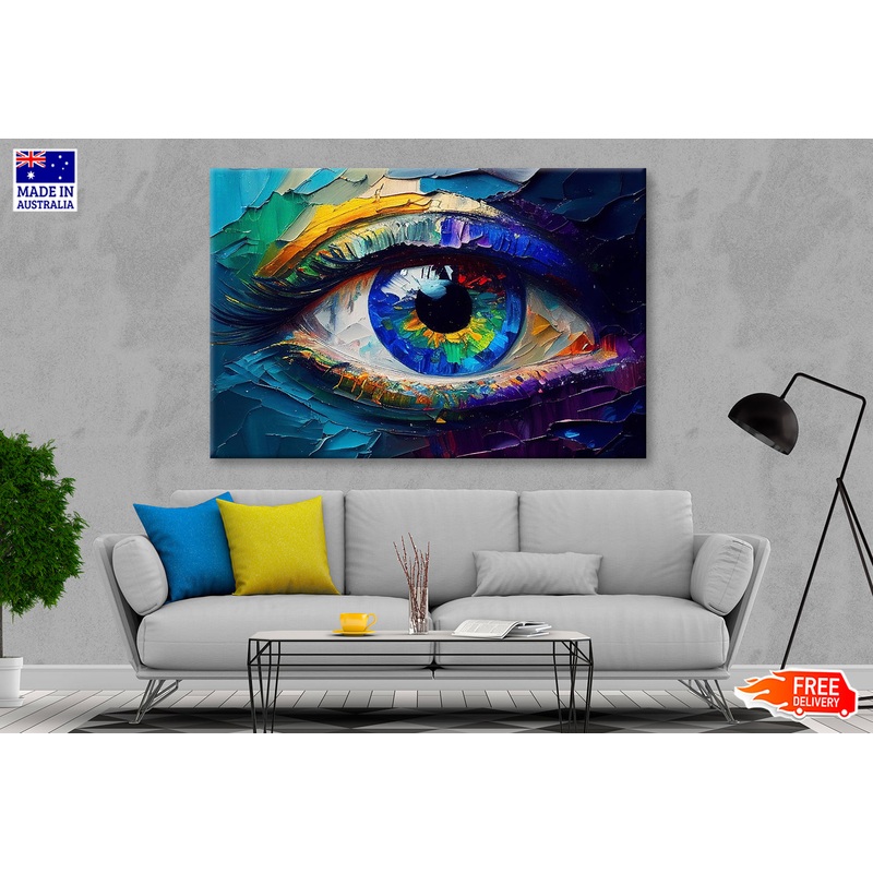 Abstract Colorful Eye Closeup Oil Painting Wall Art Limited Edition High Quality Print