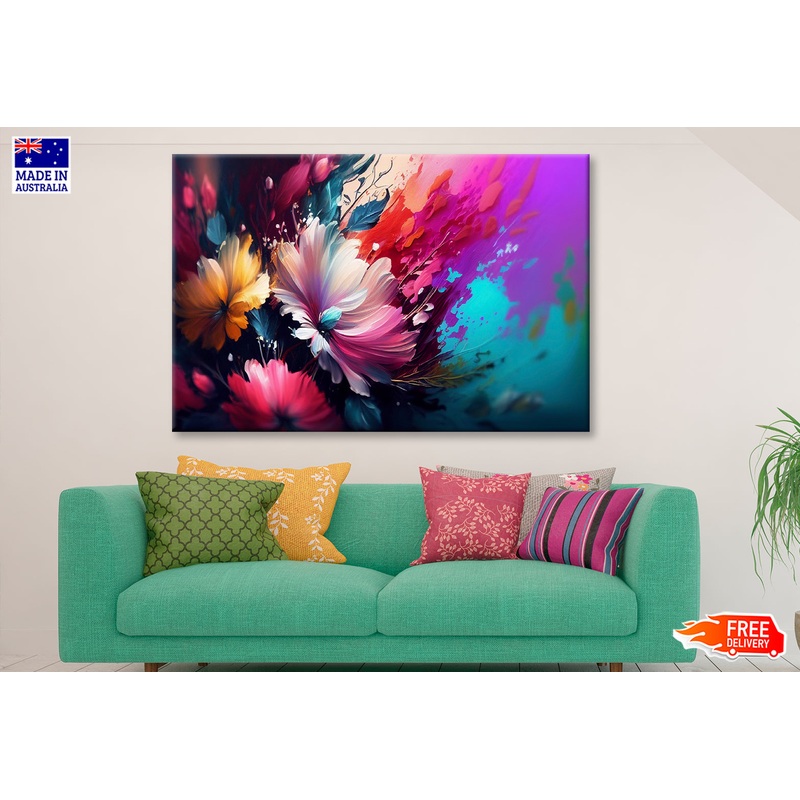 Abstract Colorful Flowers Oil Painting Wall Art Limited Edition High Quality Print