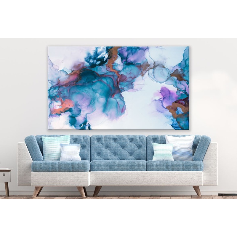 Abstract Colourful Blue & Purple Design Painting Print 100% Australian Made