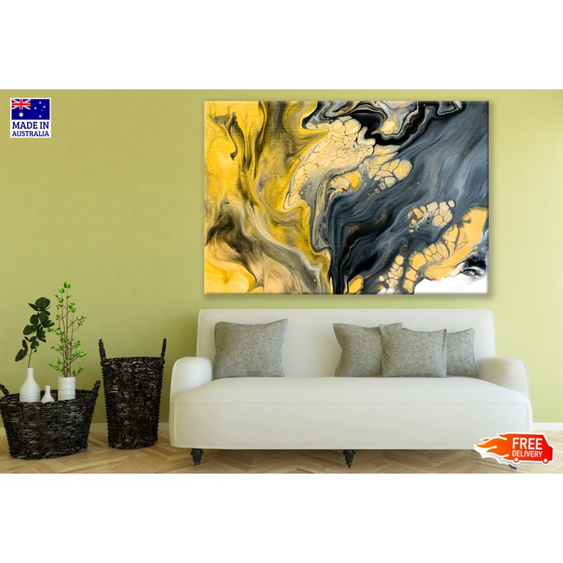 Abstract Granite Yellow Black Design Print 100% Australian Made
