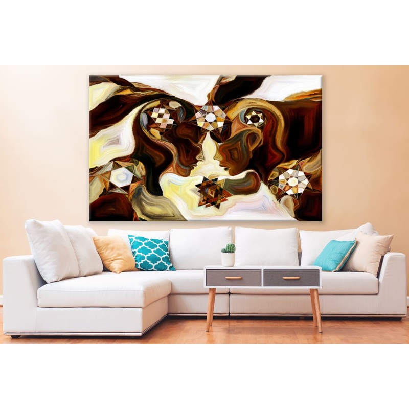 Abstract Man & Woman Faces Portrait Painting Print 100% Australian Made