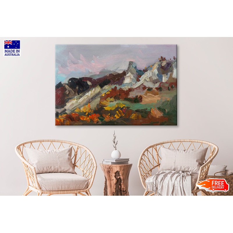 Abstract Mountains Autumn Oil Painting Wall Art Limited Edition High Quality Print