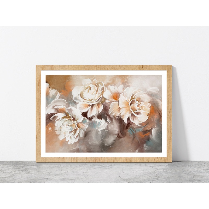 Beautiful Flowers Oil Painting Glass Framed Wall Art, Ready to Hang Quality Print