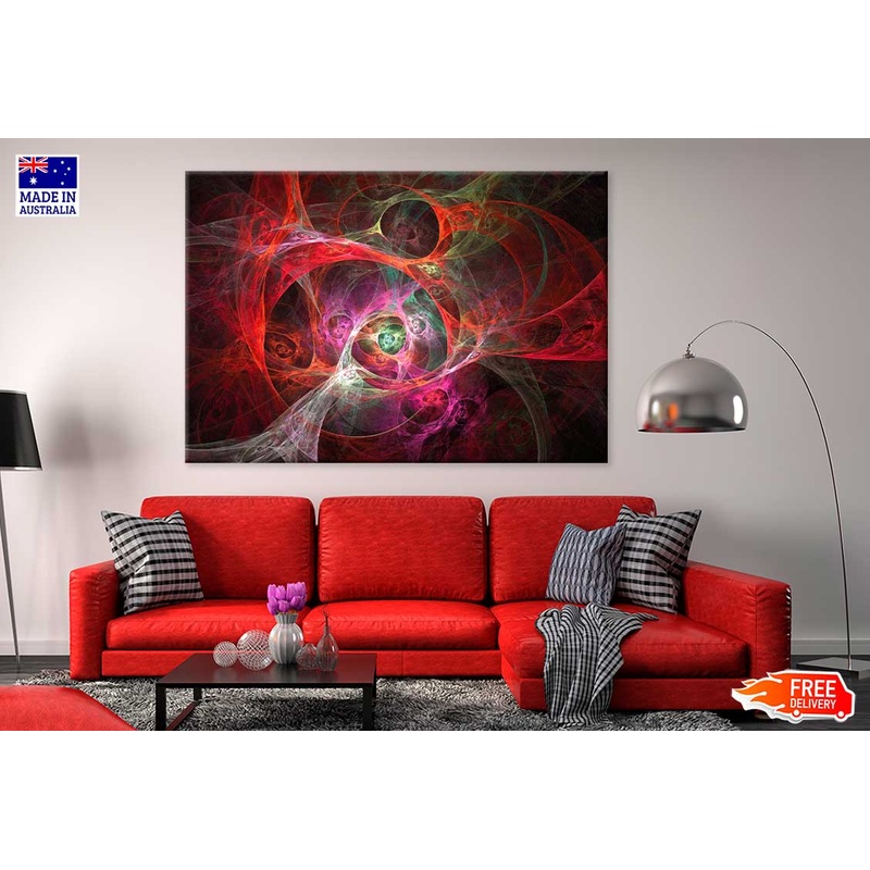 Bella Home Digital Pink Red Abstract Design Print Canvas Ready to hang