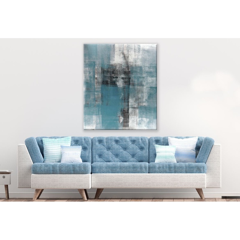 Blue Black Grey Stroke Painting Print 100% Australian Made