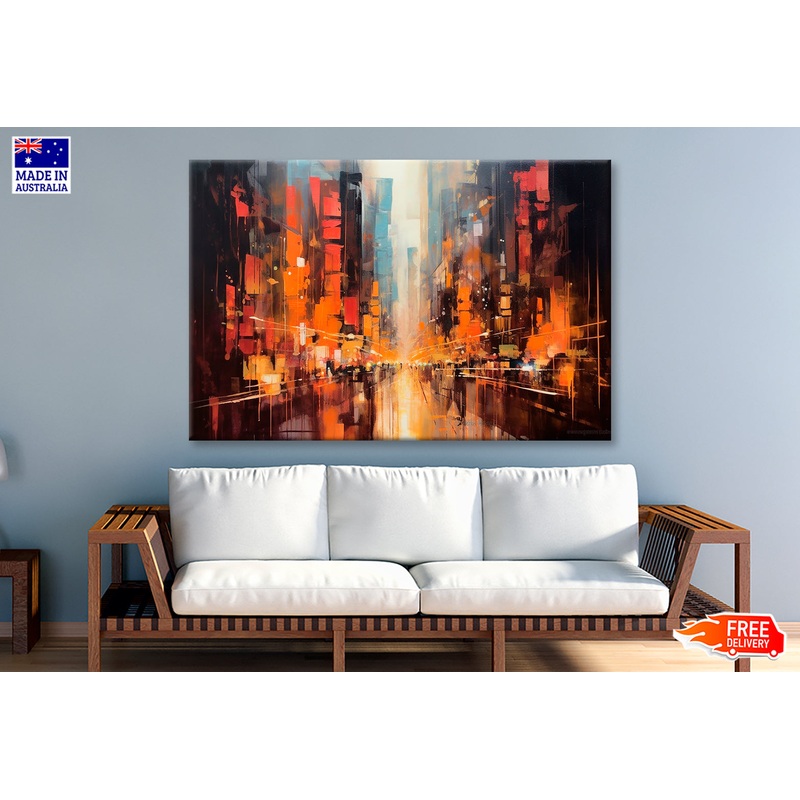 City Background With Splashes Oil Painting Wall Art Limited Edition High Quality Print