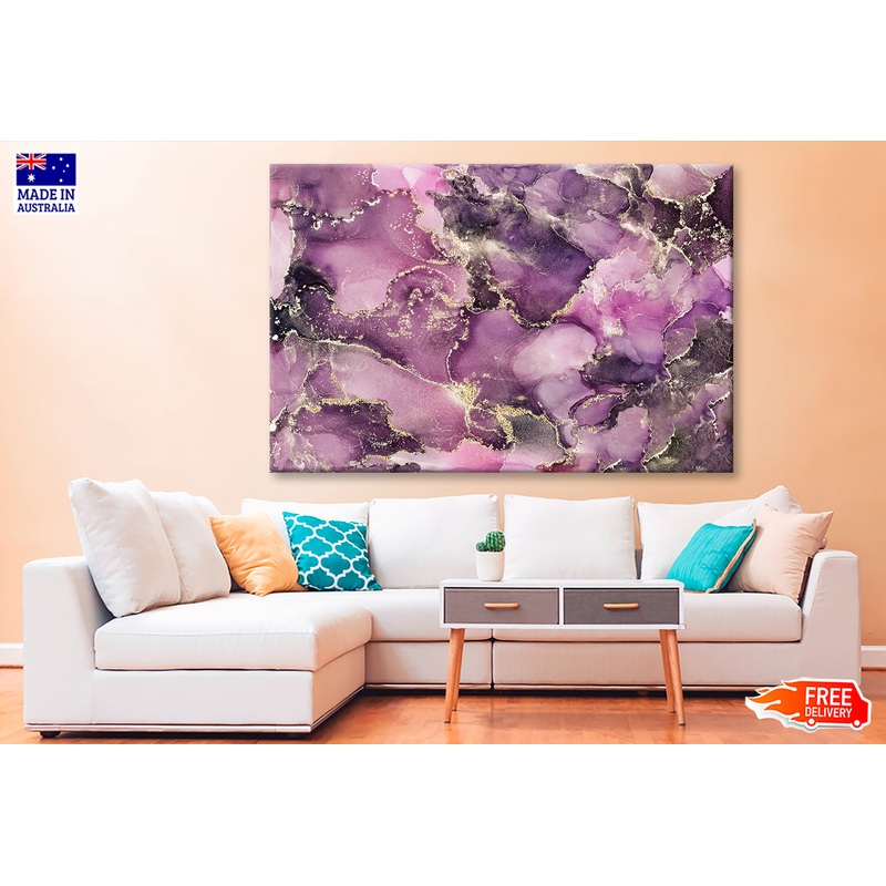 Violet & Gold Abstract Alcohol Ink Painting Wall Art Limited Edition High Quality Print