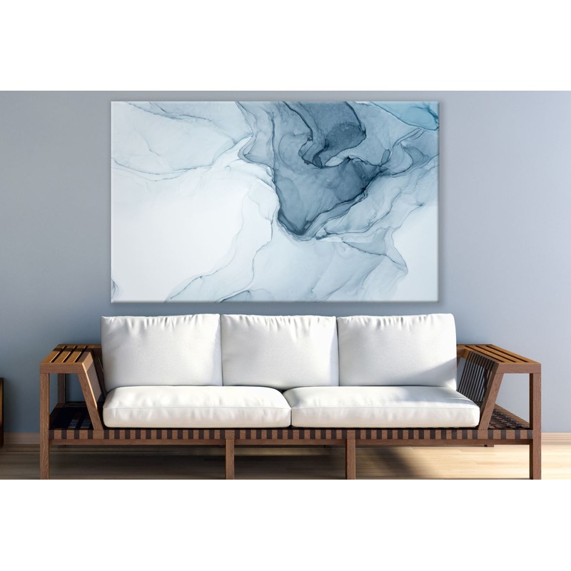 White & Blue Abstract Painting Print 100% Australian Made