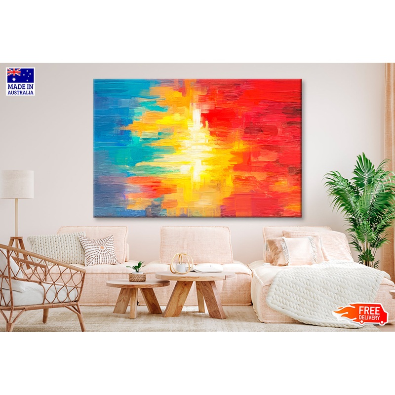 Yellow & Red Colorful Abstract Oil Painting Wall Art Limited Edition High Quality Print