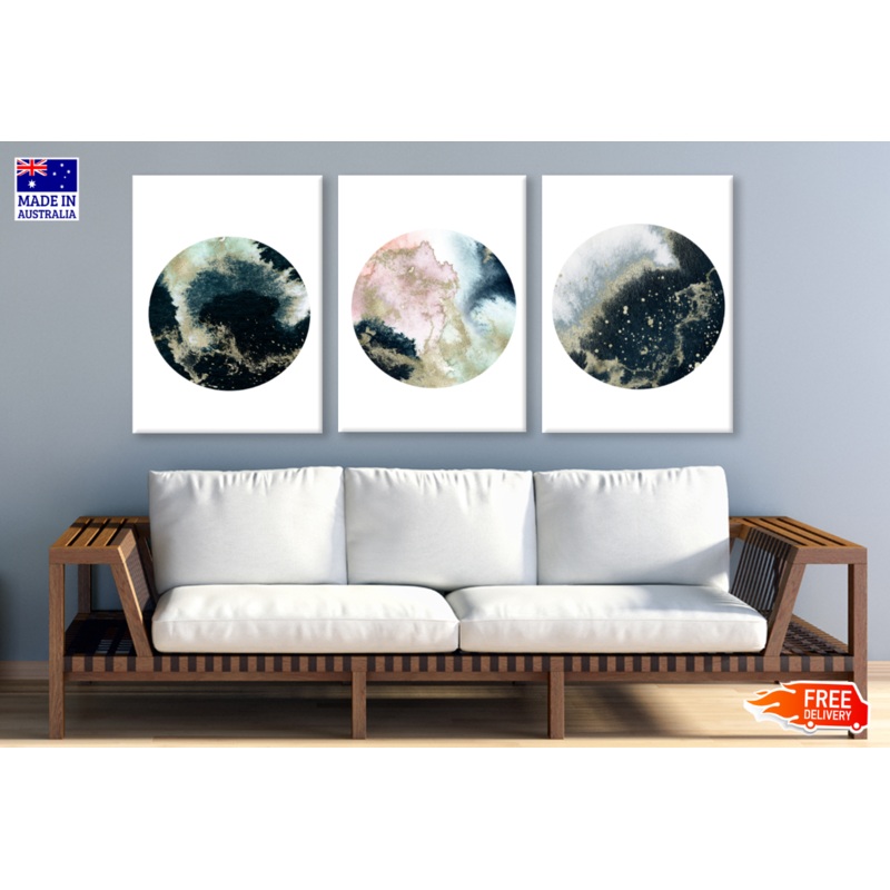 3 Set of Abstract Circle Design High Quality print 100% Australian made wall Canvas ready to hang