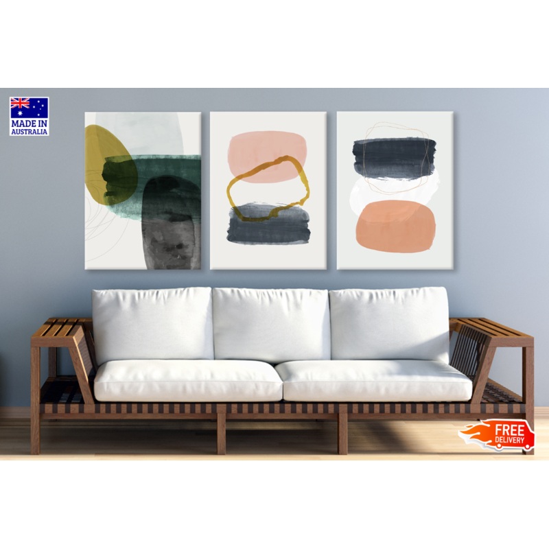 3 Set of Abstract Colourful Design High Quality print 100% Australian made wall Canvas ready to hang