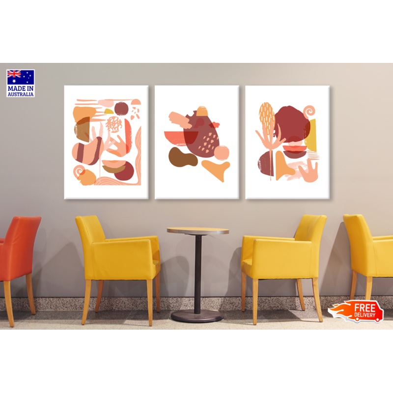 3 Set of Abstract Shapes Design High Quality print 100% Australian made wall Canvas ready to hang