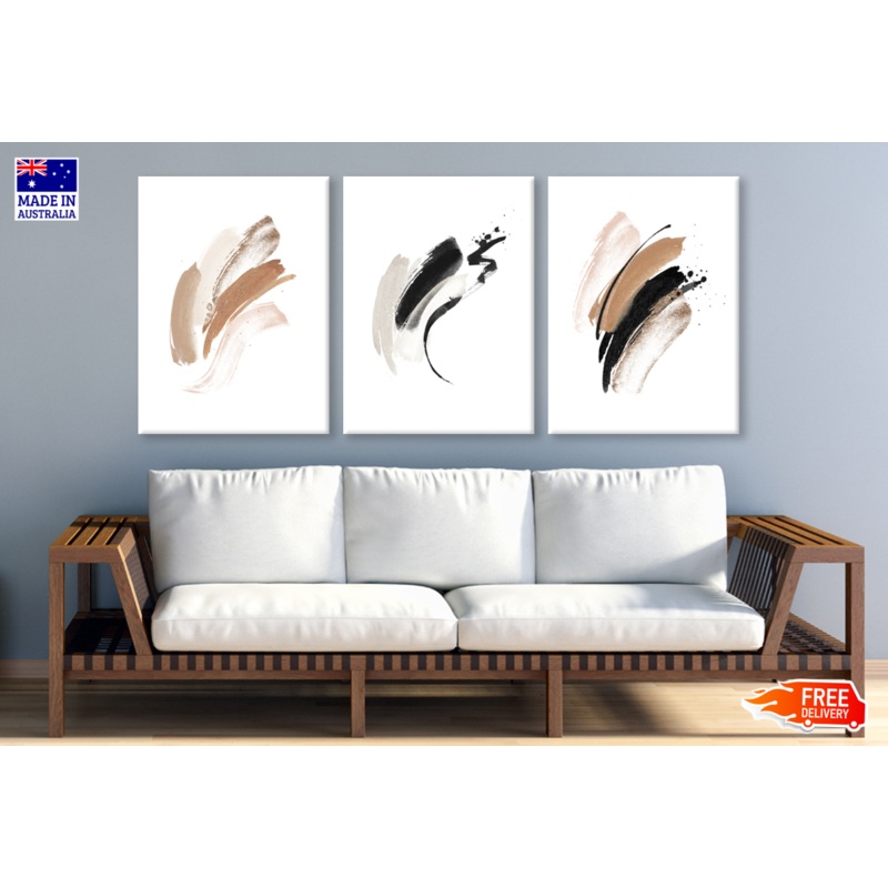 3 Set of Brush Painting Design High Quality print 100% Australian made wall Canvas ready to hang