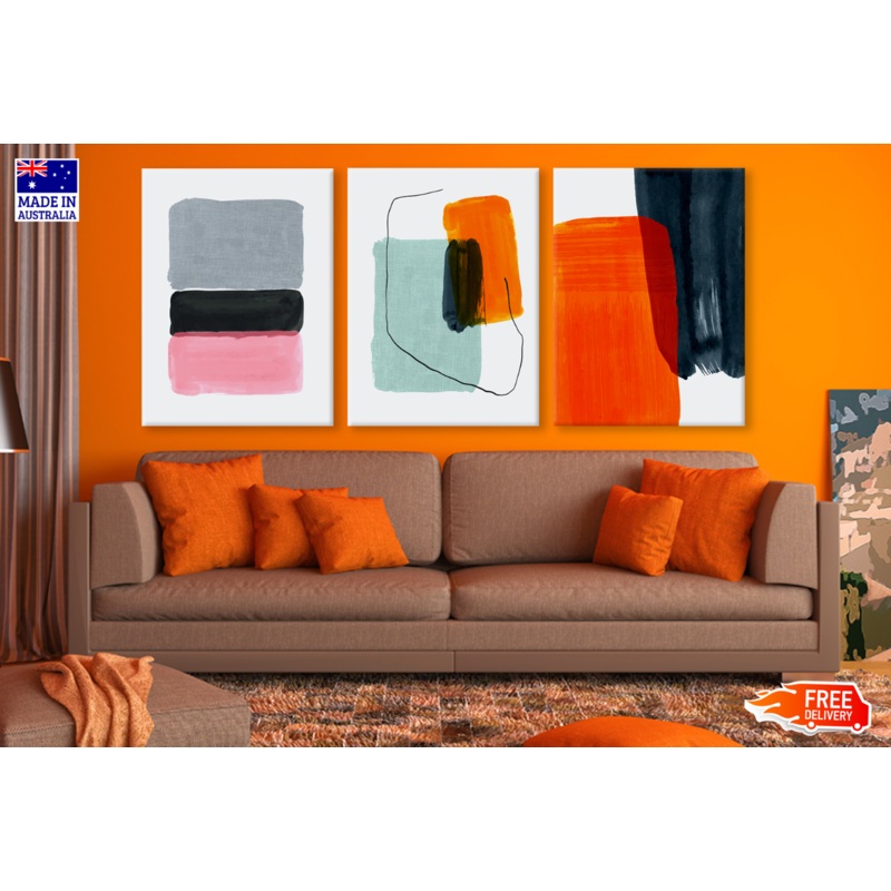3 Set of Hand Drawn Abstract Graffiti Art High Quality print 100% Australian made wall Canvas ready to hang