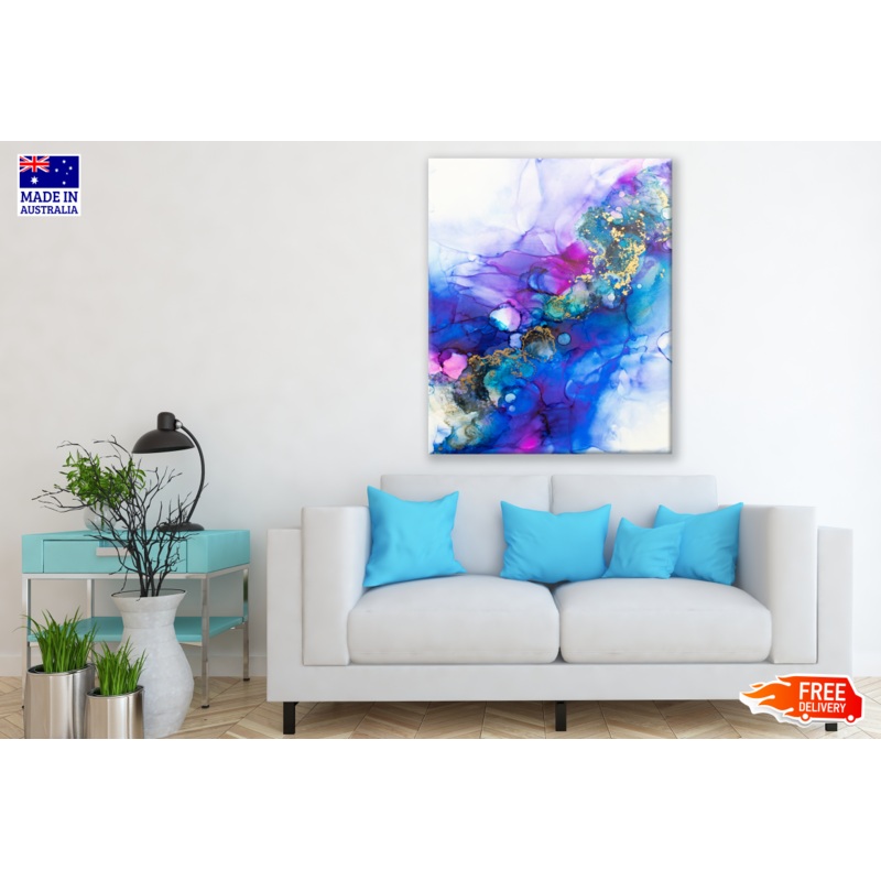Abstract Blue Purple Bubble Design Print 100% Australian Made