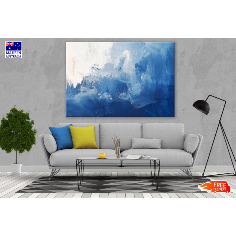 Abstract Blue & White Watercolour Painting Print 100% Australian Made