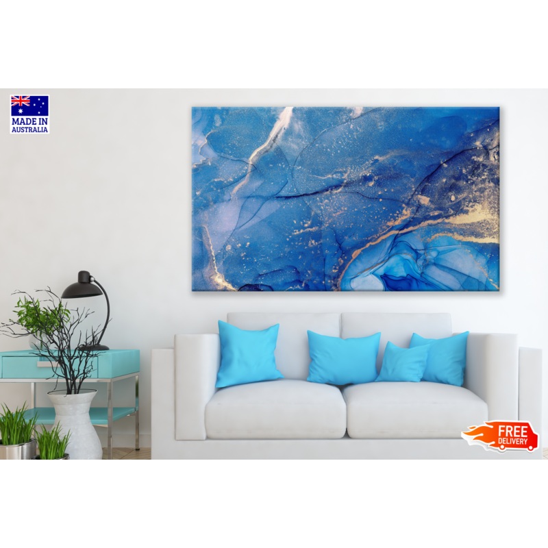 Abstract Granite Blue Gold Design Print 100% Australian Made
