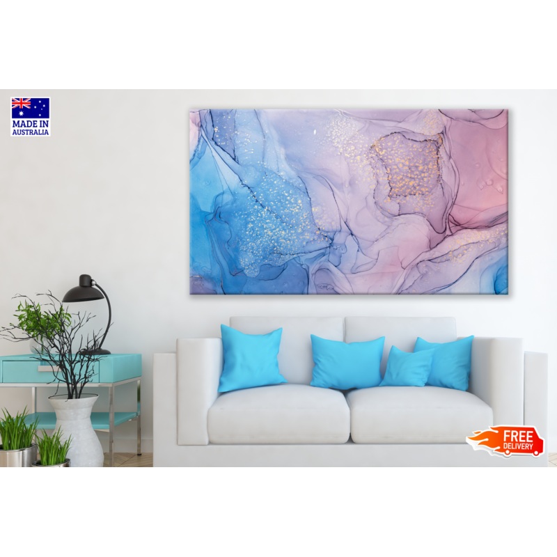Abstract Granite Blue Pink Gold Design  Print 100% Australian Made