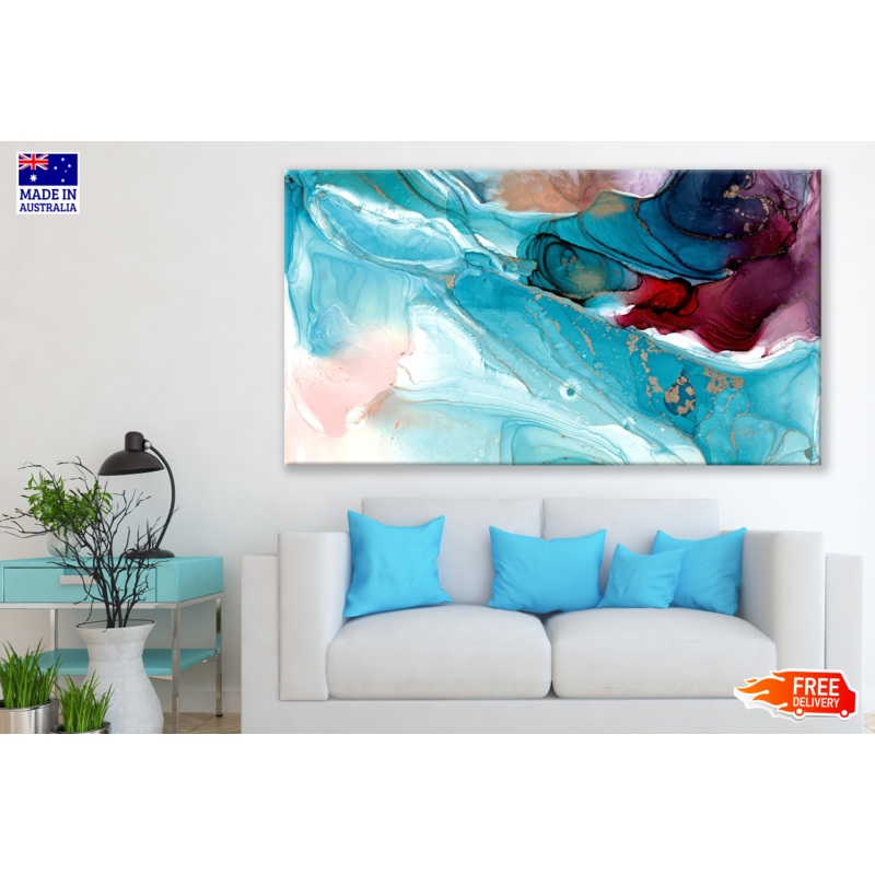 Abstract Granite Blue Red Design Print 100% Australian Made