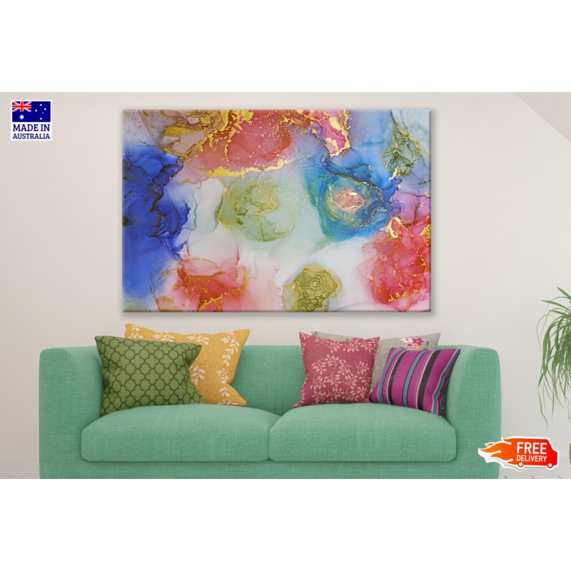 Abstract Granite Blue Red Gold mix Design Print 100% Australian Made