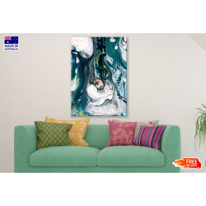 Abstract Granite Blue White Gold Design Print 100% Australian Made
